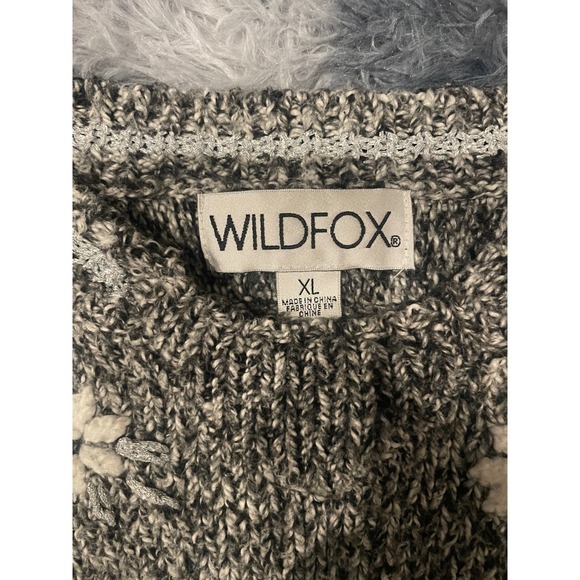 Wildfox Women's XL Gray Daisy Knit Pullover Sweater Cozy Cute Comfy‎ - Picture 2 of 2